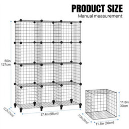 12 Cube Storage Shelf Rack Diy Wire Grid Bookcase Display Cabinet Organiser - thumbnail 2