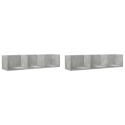 Berkfield Elegant Wall Cabinets 2 Pcs Concrete Grey 75X18X16.5 Cm Engineered Wood - image 1