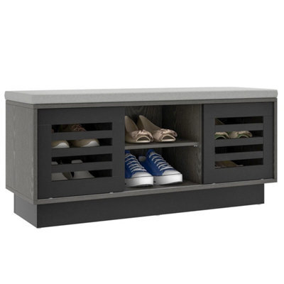 Wooden Shoe Bench Shoe Storage Cabinet Organizer Stool W/3 Shelves - image 1