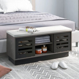 Wooden Shoe Bench Shoe Storage Cabinet Organizer Stool W/3 Shelves - thumbnail 5