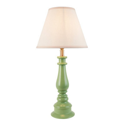 Luminosa Lighting Luminosa Myrtle Cotswold Green Table Lamp With Vintage White Fabric Ivy Shade 25Cm B22 - image 1