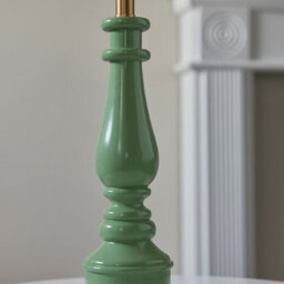 Luminosa Lighting Luminosa Myrtle Cotswold Green Table Lamp With Vintage White Fabric Ivy Shade 25Cm B22 - thumbnail 4