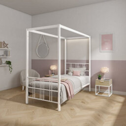 X Rocker Xr Living Fern Led 4 Poster Double Bed - White - thumbnail 2