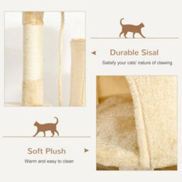 Pet Activity Centre Cat Tree Condo With Scratching Post 4-Tier Beige - thumbnail 3