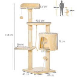 Pet Activity Centre Cat Tree Condo With Scratching Post 4-Tier Beige - thumbnail 2