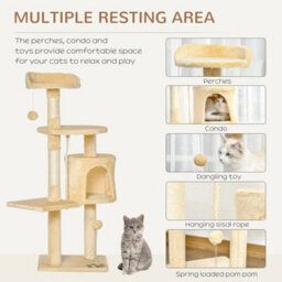 Pet Activity Centre Cat Tree Condo With Scratching Post 4-Tier Beige - thumbnail 5