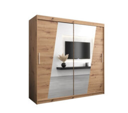 Arte Rhomb Contemporary Mirrored 2 Sliding Door Wardrobe 9 Shelves 2 Rails Oak Artisan Effect (H)2000mm (W)2000mm (D)620mm - thumbnail 1