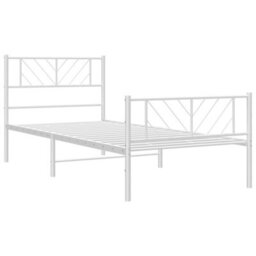 Berkfield Metal Bed Frame With Headboard And Footboard White 107X203 Cm - thumbnail 4
