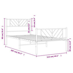 Berkfield Metal Bed Frame With Headboard And Footboard White 107X203 Cm - thumbnail 9