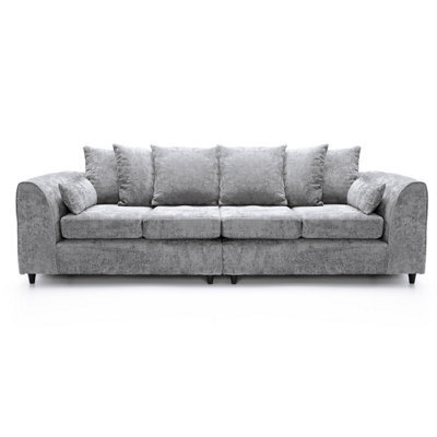 Furnishings For Less UK Monaco Chenille Fabric Long 4 Seater Sofa  Light Grey - image 1