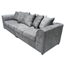 Furnishings For Less UK Monaco Chenille Fabric Long 4 Seater Sofa  Light Grey - thumbnail 5