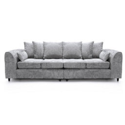 Furnishings For Less UK Monaco Chenille Fabric Long 4 Seater Sofa  Light Grey - thumbnail 1