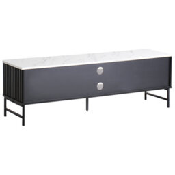 Beliani Tv Stand Glastonbury Marble/ Black - thumbnail 6