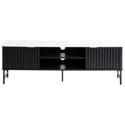 Beliani Tv Stand Glastonbury Marble/ Black - thumbnail 5