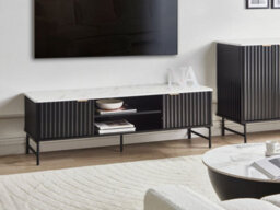 Beliani Tv Stand Glastonbury Marble/ Black - thumbnail 2