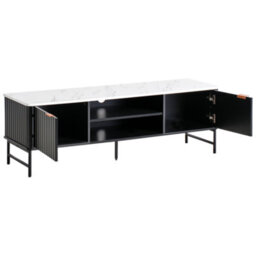 Beliani Tv Stand Glastonbury Marble/ Black - thumbnail 4