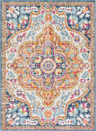 Livabliss Floransa-Vintage Yellow Blue Beige Orange Traditional Boho Living Dining Bedroom Rug 200 X 275 Cm Easy Care, Non Shedding - thumbnail 1