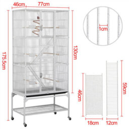 Yaheetech White Rolling Metal Bird Cage With Detachable Stand Large - thumbnail 3