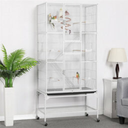 Yaheetech White Rolling Metal Bird Cage With Detachable Stand Large - thumbnail 1