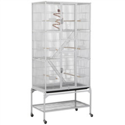 Yaheetech White Rolling Metal Bird Cage With Detachable Stand Large - thumbnail 2