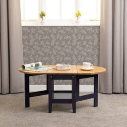 Seconique Santos Drop Leaf Coffee Table Navy Blue With Distressed Waxed Pine Top - thumbnail 1