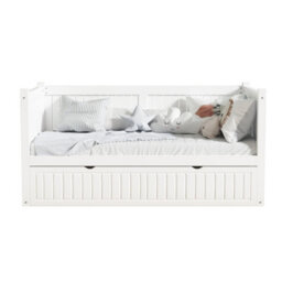 Home Treats Single Day Bed With Hybrid Mattress For Kids White Wooden Childrens Bed With Drawer - thumbnail 7