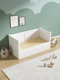 Home Treats Single Day Bed With Hybrid Mattress For Kids White Wooden Childrens Bed With Drawer - thumbnail 4
