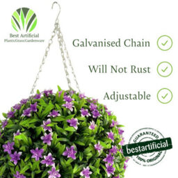 Best Artificial 28Cm Purple Lily Hanging Basket Flower Topiary Ball - Suitable For Outdoor Use - Weather & Fade Resistant - thumbnail 5