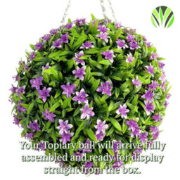 Best Artificial 28Cm Purple Lily Hanging Basket Flower Topiary Ball - Suitable For Outdoor Use - Weather & Fade Resistant - thumbnail 8