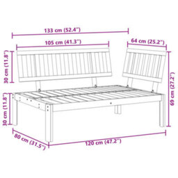 Walplus Garden Pallet Corner Sofa Solid Wood Acacia - 133 X 92 X 69 Cm (W X D X H) - thumbnail 7