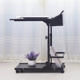 Black Over Bed Chair Table Desk Hospital Height Adjustable Overbed Laptop Stand - thumbnail 4