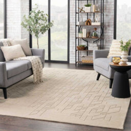 Beige Geometric Modern Wool Rug For Living Room Bedroom & Dining Room-236Cm X 297Cm - thumbnail 2