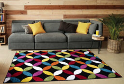 Smart Living Modern Thick Soft Carved Area Rug, Living Room Carpet, Kitchen Floor, Bedroom Soft Rugs 160Cm X 230Cm - Circle Black - thumbnail 1
