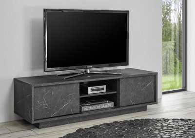 FurniComp LTD Furnicomp Glacia 2 Door 139Cm Black Marble Effect Tv Stand - image 1