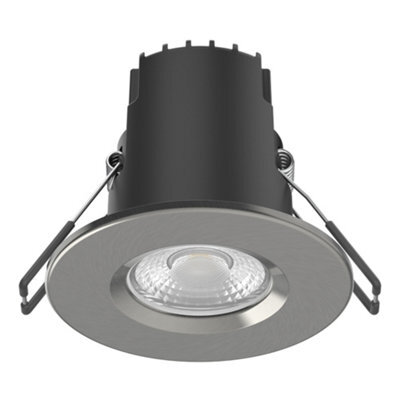 FNX Bathrooms Riga Uno 6W Dimmable Led Downlight Ip65 Bathroom & Outdoor Fire Rated Warm White Brushed Nickel Bezel Energy Saving - image 1