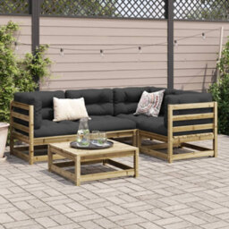 Walplus 5 Piece Garden Sofa Set Impregnated Wood Pine - Cushion Not Included - thumbnail 3