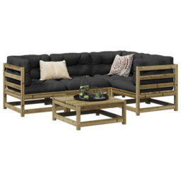 Walplus 5 Piece Garden Sofa Set Impregnated Wood Pine - Cushion Not Included - thumbnail 1