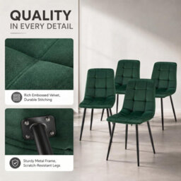 Bravich Zurich Velvet Embossed Dining Chair - Green, Set Of 4 - thumbnail 6