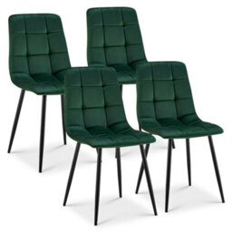 Bravich Zurich Velvet Embossed Dining Chair - Green, Set Of 4
