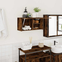 Walplus Bathroom Wall Cabinet Smoked Oak 60X25X30 Cm Engineered Wood - thumbnail 1