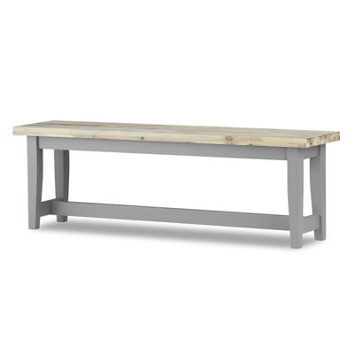 Statement Furniture Florence Solid Acacia Hardwood Dining Bench 140Cm - Dove Grey - image 1