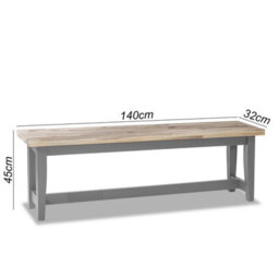Statement Furniture Florence Solid Acacia Hardwood Dining Bench 140Cm - Dove Grey - thumbnail 3