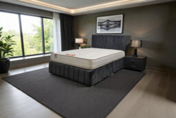 "Knight Sleep Paris Bed & Mattress, 2 Drawers Same Side & 24""headboard+12""footboard, Charcoal Plush 3Ft - Single" - thumbnail 1