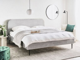 Beliani Bed Corduroy Flayat 180 X 200 Cm (Eu Super King) Light Grey - thumbnail 2