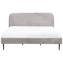 Beliani Bed Corduroy Flayat 180 X 200 Cm (Eu Super King) Light Grey - thumbnail 6
