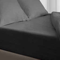 Velosso Charcoal Washed Linen Look Duvet Cover And Pillowcase Set Super King