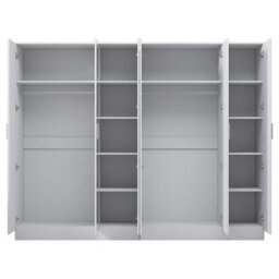Reflect 2Pc Wardrobe Bundle - 3 Door Mirror + 3 Door Mirror - White Gloss & Matt White - H: 180Cm X W: 224Cm X D: 47Cm - thumbnail 7