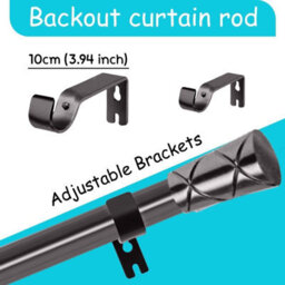 Moonlight Bedding Extendable Metal Curtain Pole With Cylinder Finials-Adjustable Plain Curtain Rod Black Nickel, 63 - 118 Inches) - thumbnail 2