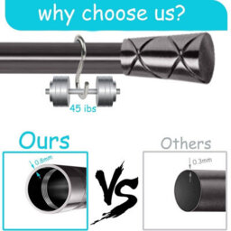 Moonlight Bedding Extendable Metal Curtain Pole With Cylinder Finials-Adjustable Plain Curtain Rod Black Nickel, 63 - 118 Inches) - thumbnail 4