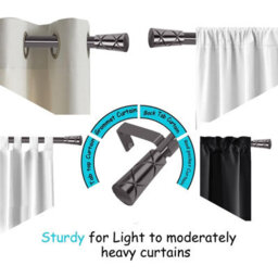 Moonlight Bedding Extendable Metal Curtain Pole With Cylinder Finials-Adjustable Plain Curtain Rod Black Nickel, 63 - 118 Inches) - thumbnail 5